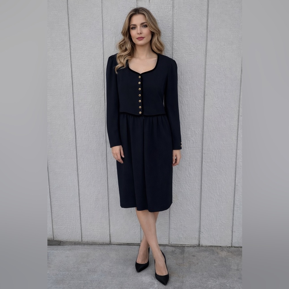 Escada‎ Margaretha Ley Wool Black Dress Size EU 40